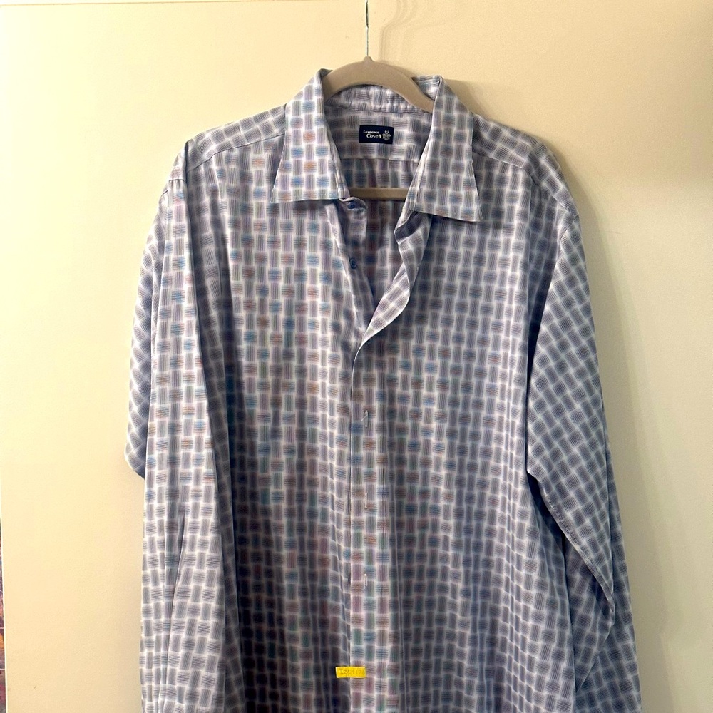 Blue and black patterned dress shirt